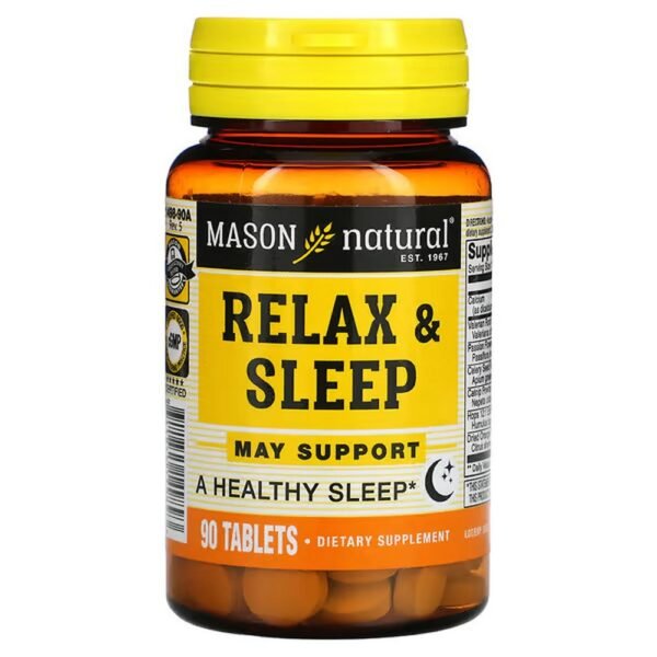 Mason Natural, Relax & Sleep, for relaxation and sleep, 90 tablets,Mason Natural, Relax & Sleep, für Entspannung und Schlaf, 90 Tabletten