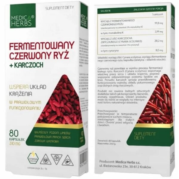 MEDICA HERBS FERMENTED RED RICE + ARTICHOKE 80 caps.