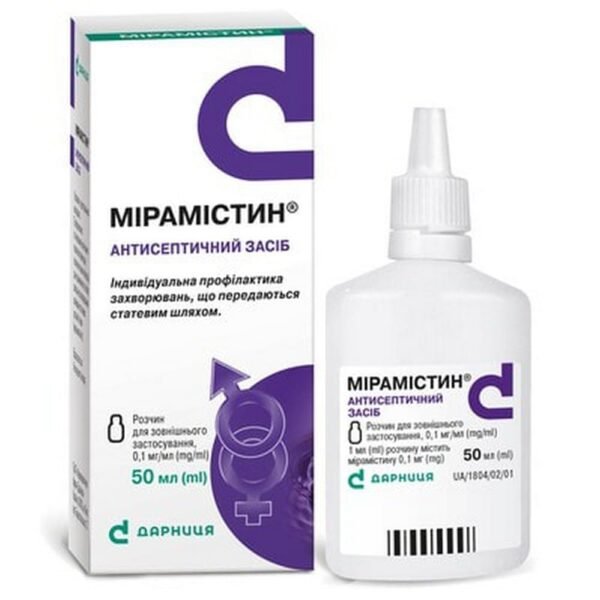 Miramistin solution for external use approx. 0.1 mg/ml vial. 50 ml, with urethral nozzle