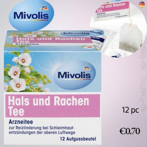 Mivolis  Medicinal tea, neck and throat tea (12 bags), 18 g, Arzneitee, Hals & Rachen Tee (12 Beutel), 18 g