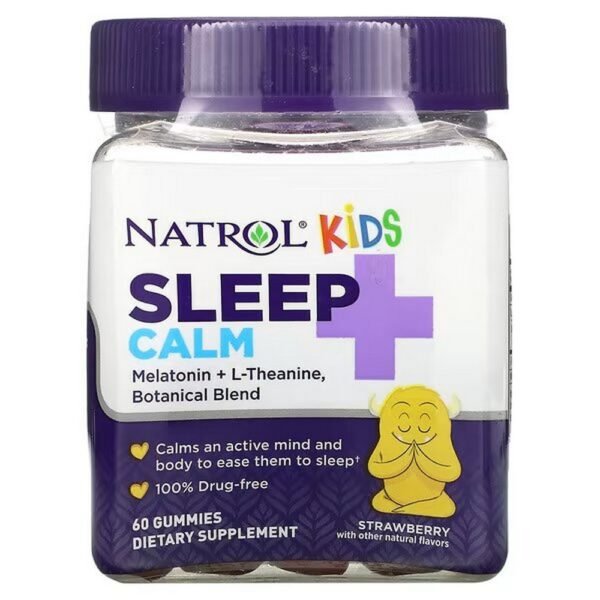 Natrol, Kids, Sleep + Calm, ages 4 and up, strawberry, 60 gummies,Natrol, Kinder, Schlaf + Ruhe, ab 4 Jahren, Erdbeere, 60 Gummibärchen