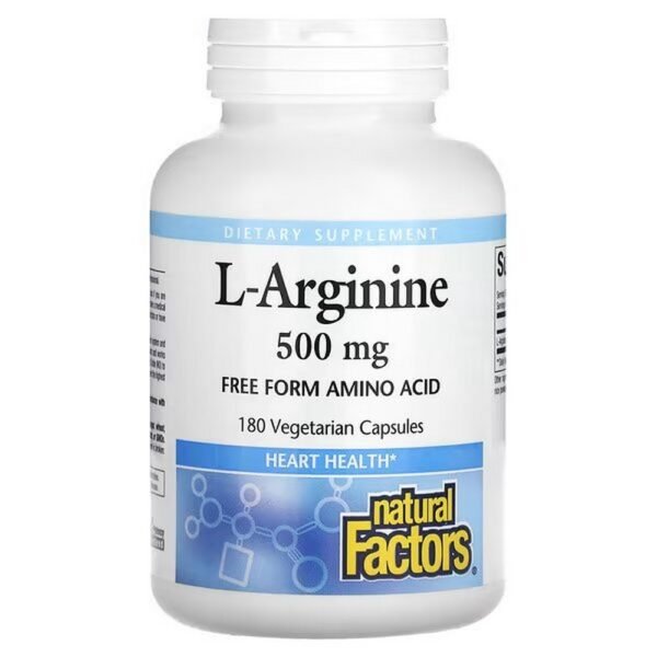 Natural Factors, L-Arginine, 500 mg, 180 vegetarian capsules,Natural Factors, L-Arginin, 500 mg, 180 vegetarische Kapseln