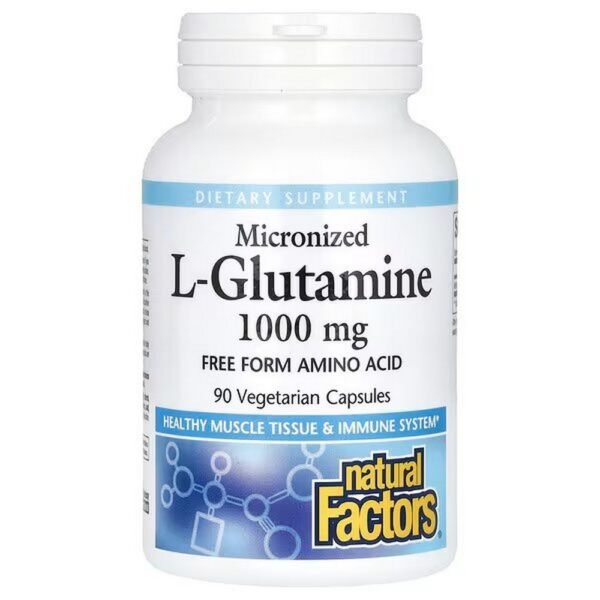 Natural Factors, Micronized L-Glutamine, 1,000 mg, 90 Vegetarian Capsules,Natural Factors, Mikronisiertes L-Glutamin, 1.000 mg, 90 vegetarische Kapseln