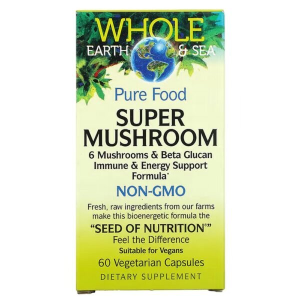 Natural Factors, Whole Earth & Sea, Super Mushroom, 60 Vegetarian Capsules,Natural Factors, Whole Earth & Sea, Super Pilz, 60 Vegetarische Kapseln