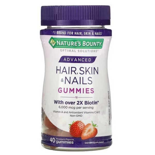 Nature's Bounty, Advanced Hair, Skin & Nails Fruit Gummies, Strawberry, 40 Fruit Gummies,Nature's Bounty, Advanced Hair, Skin & Nails Fruchtgummis, Erdbeere, 40 Fruchtgummis