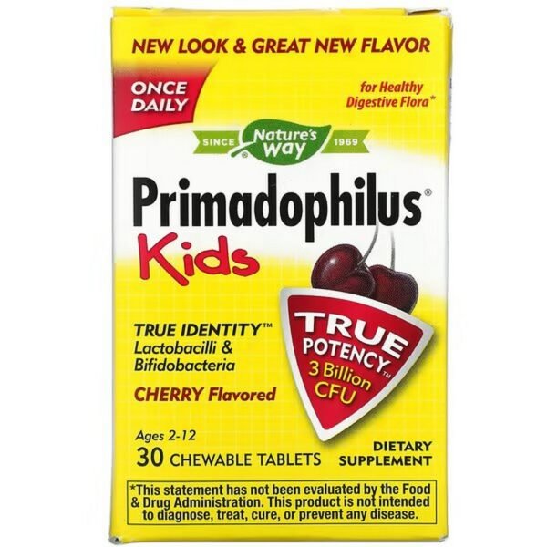 Nature's Way, Primadophilus, Children, 2-12 Years, Cherry, 3 Billion CFU, 30 Chewable Tablets,Nature's Way, Primadophilus, Kinder, 2–12 Jahre, Kirsche, 3 Milliarden KBE, 30 Kautabletten