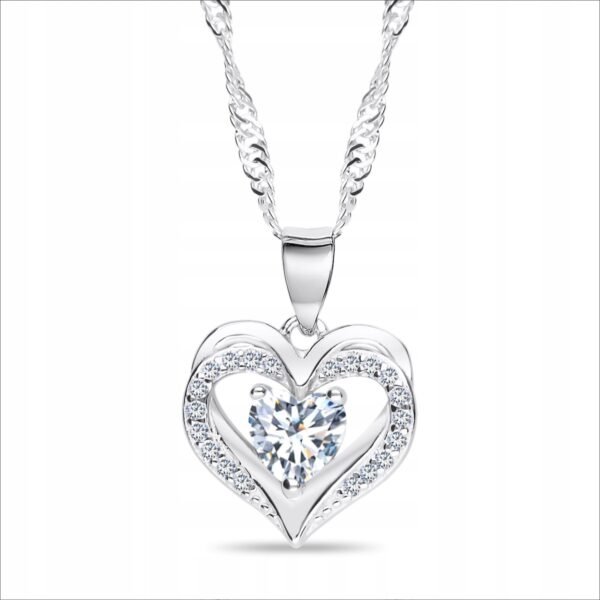 Necklace silver women's chain with heart pendant with zirconia silver 925