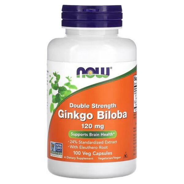 NOW Foods, Double Strength Ginkgo biloba, 120 mg, 100 Vegetable Capsules,NOW Foods, Ginkgo biloba in doppelter Stärke, 120 mg, 100 pflanzliche Kapseln