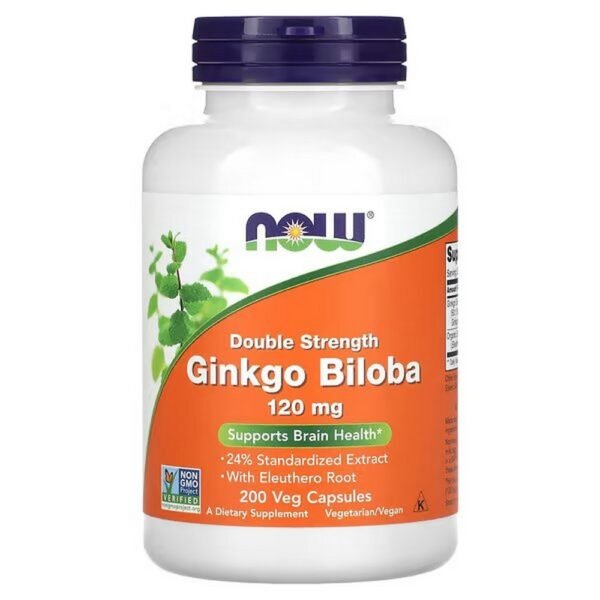 NOW Foods, Ginkgo Biloba, Double Strength, 120 mg, 200 Vegetarian Capsules,NOW Foods, Ginkgo Biloba, doppelte Stärke, 120 mg, 200 vegetarische Kapseln