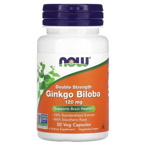 NOW Foods, Ginkgo biloba, double strength, 120 mg, 50 vegetable capsules,NOW Foods, Ginkgo biloba, doppelte Stärke, 120 mg, 50 pflanzliche Kapseln