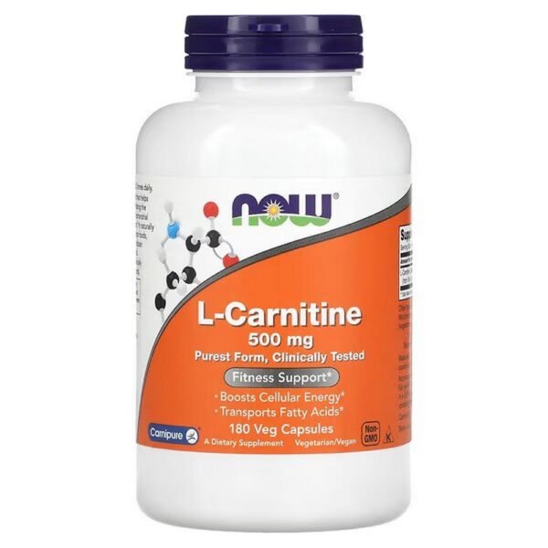NOW Foods, L-Carnitine, L-Carnitine, 500 mg, 180 vegetable capsules,NOW Foods, L-Carnitine, L-Carnitin, 500 mg, 180 pflanzliche Kapseln