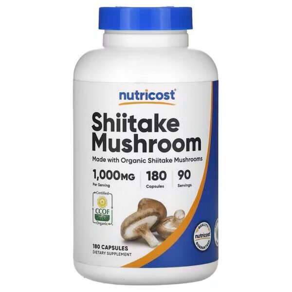 Nutricost, Shiitake Mushroom, 1,000 mg, 180 capsules (500 mg per capsule),Nutricost, Shiitake Mushroom, Shiitake-Pilz, 1.000 mg, 180 Kapseln (500 mg pro Kapsel)
