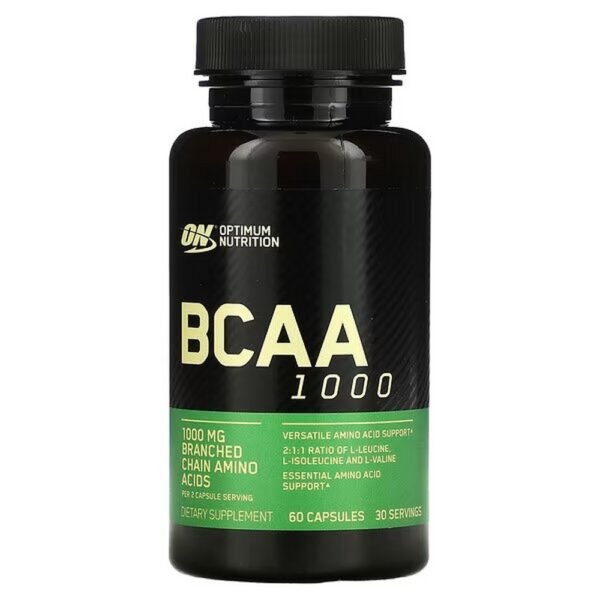 Optimum Nutrition, BCAA 1000, 1,000 mg, 60 capsules (500 mg per capsule),Optimum Nutrition, BCAA 1000, 1.000 mg, 60 Kapseln (500 mg pro Kapsel)