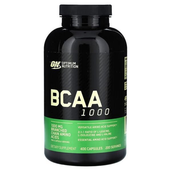 Optimum Nutrition, BCAA 1000, dietary supplement with BCAA, 1,000 mg, 400 capsules (500 mg per capsule),Optimum Nutrition, BCAA 1000, Nahrungsergänzungsmittel mit BCAA, 1.000 mg, 400 Kapseln (500 mg pro Kapsel)
