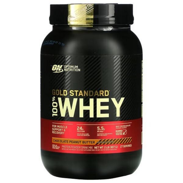 Optimum Nutrition, Gold Standard 100% Whey,Chocolate Peanut Butter, 2 lb. (907 g),Optimum Nutrition, Proteinpulvermischung mit 100% Molke, Schokoladen-Erdnussbutter, 907 g (2 lb.)