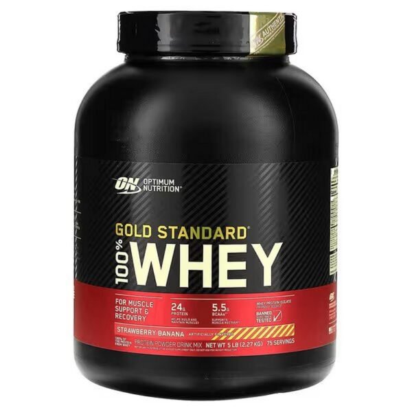 Optimum Nutrition, Gold Standard 100% Whey, Strawberry Banana, 2.27 kg (5 lbs.),Optimum Nutrition, Gold Standard 100% Molke, Erdbeere-Banane, 2,27 kg (5 lbs.)