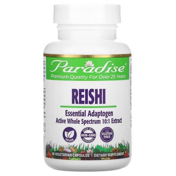 Paradise Herbs, Reishi, high-quality red Ling Zhi, 60 veggie capsules,Paradise Herbs, Reishi, hochwertige rote Ling Zhi, 60 Veggiekapseln