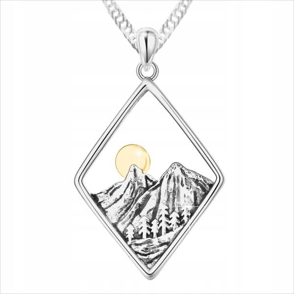 Silver Necklace 925 with Tatra Mountains Poland Nature Tatra Mountains Diamond Sun