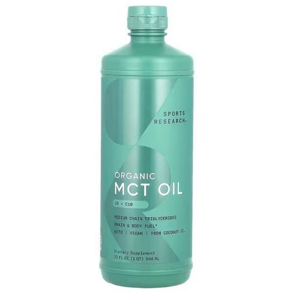 Sports Research, Organic MCT Oil, Organic MCT Oil, Unflavored, 32 fl. oz. (946 ml),Sports Research, Organic MCT Oil, Bio-MCT-Öl, geschmacksneutral, 946 ml (32 fl. oz.)