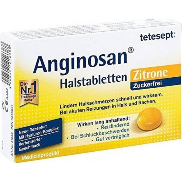 Tetesept Anginosan Halstabletten zuckerfrei Zitrone, 20 Stück