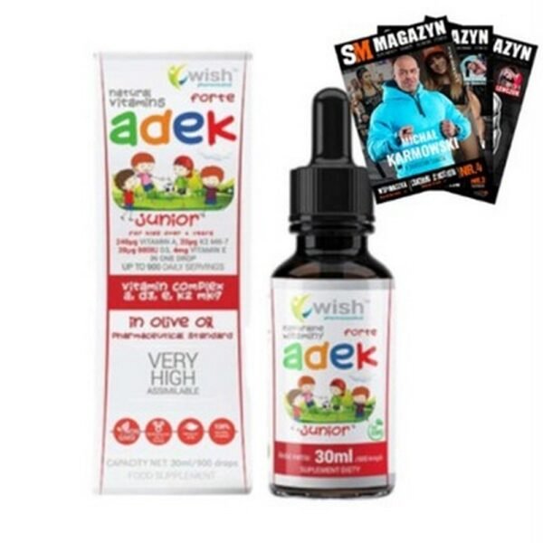 Wish, WISH VITAMIN ADEK FORTE JUNIOR 30ml 900 DROPS, WISH WITAMINA ADEK FORTE JUNIOR 30ml 900 KROPLI