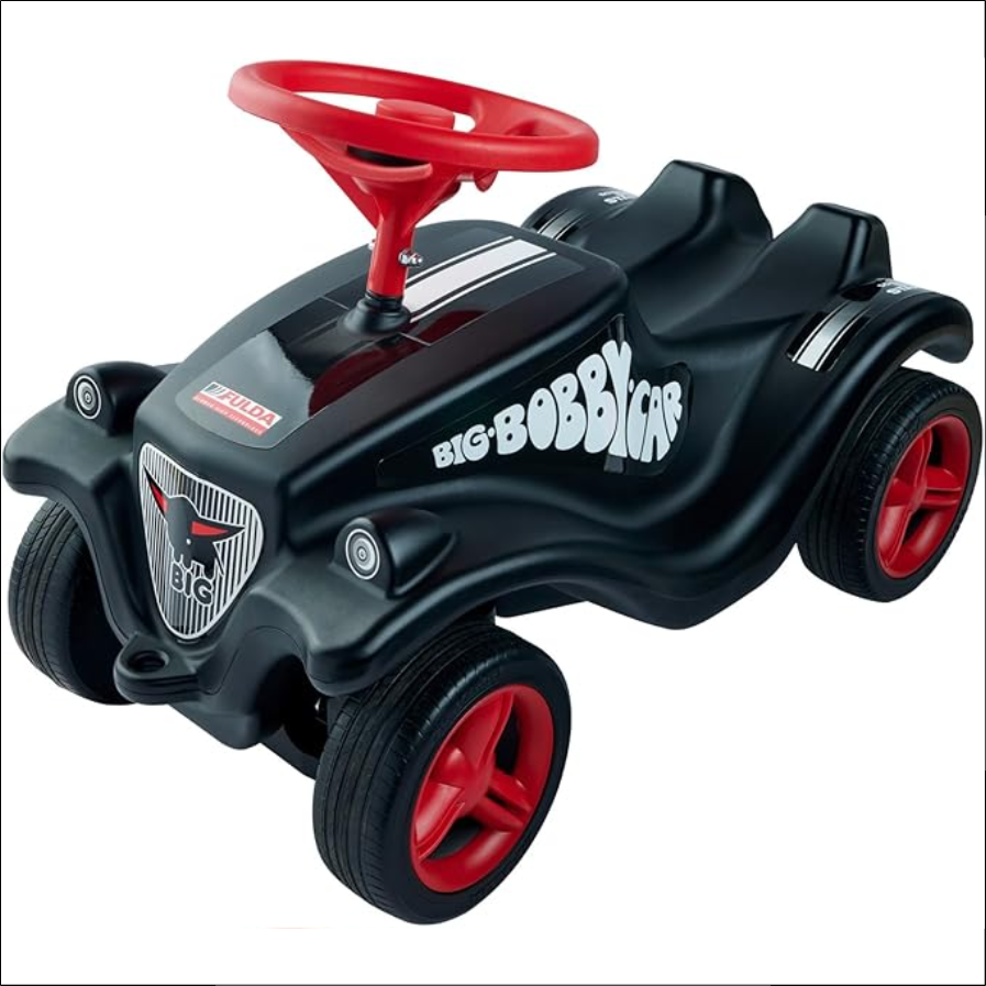 BIG-Bobby-Car Classic Fulda Children's Vehicle with Stickers in Fulda Design, for Girls and Boys, Maximum Load 50 kg, Ride-On Vehicle for Children from 1 Year, Black 1 Comfortable driving: thanks to the ergonomic seat, the children sit very comfortably on the ride-on vehicle.