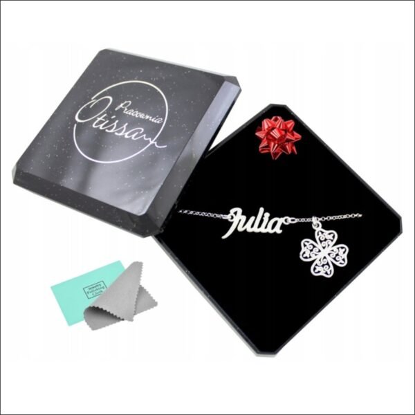 bracelet silver clover with name to choose womens hand