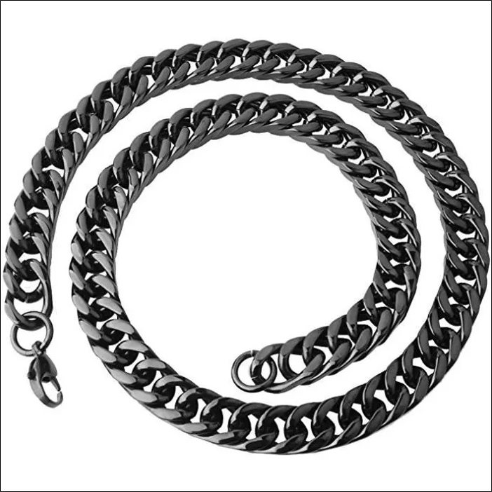 Chain - Steel - 60cm - 8mm - Black - Men - Cuban Link;Cadena-Acero-60cm - 8mm-Negro - Hombre-Eslabón Cubano 1 Chain - Steel - 60cm - 8mm - Black - Men - Cuban Link;Cadena-Acero-60cm - 8mm-Negro - Hombre-Eslabón Cubano