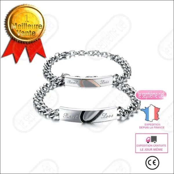 couple bracelet lovers for 2 heart curb chain woman man jewelry fast delivery 1 pair titanium steel gift jewelry chain;amantes de la pulsera de pareja para 2 cadenas con borde de corazón, joyería para hombre y mujer, entrega rápida, 1 par de cadenas de joyería de regalo de acero de titanio