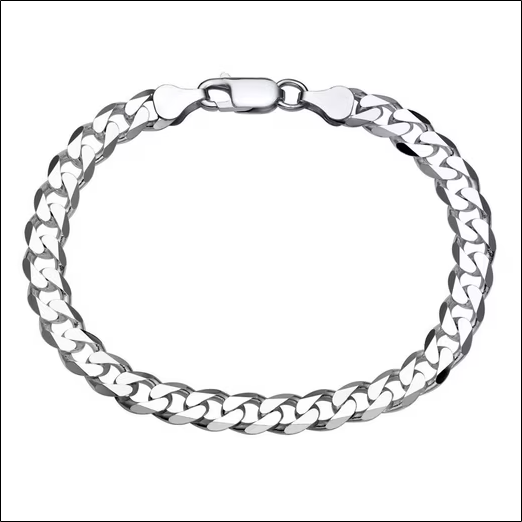 Curb Bracelet 925 Silver Curb Bracelet Real Silver Bracelet 7mm PA0070 by JEWLIX;Bracelet Gourmette en Argent 925 Bracelet Gourmette En Argent Véritable 7mm PA0070 par JEWLIX