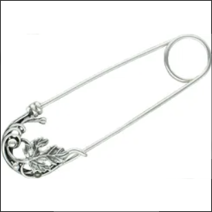 Diamond Silver Brooch Classic With Decorative Leaf 925 Safety Pin;Broche de Plata con Diamantes Clásico Con Pasador de Seguridad Decorativo Leaf 925