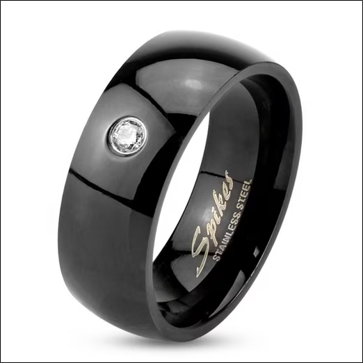 Finger ring ring crystals classic black made of stainless steel unisex;Bague bague cristaux classique noir en acier inoxydable unisexe