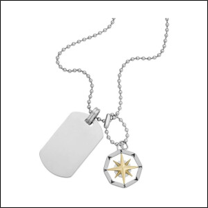 Fossil Sutton Compass Dog Tag (JF04208998);Placa de identificación de brújula fósil Sutton (JF04208998)