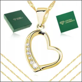 Golden Celebrity Gold Chain Singapore Heart Heart 925/585 Gold Plated For Women;Cadena De Oro De Celebridades Doradas Corazón De Singapur Corazón Chapado En Oro 925/585 Para Mujer