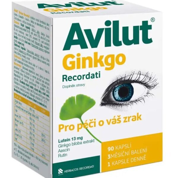 Contains ginkgo biloba for cognitive and circulatory support-Avilut Ginkgo Recordati 90 capsules