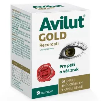 Contains lutein and zeaxanthin for macular support-Avilut Gold Recordati 90 capsules
