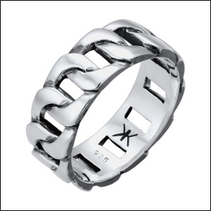 Kuzzoi Band Ring Chunky Chain silver;Anillo de Banda Kuzio Cadena Gruesa plata