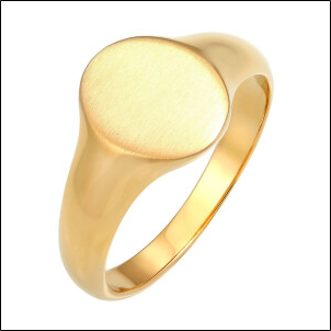 Kuzzoi Signet Ring Round gold;Anillo de Sello Kuzio Redondo dorado