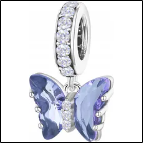 Larezo Charm Pendant Silver Butterfly with Cubic Zirconia Purple Butterfly Silver 925;Colgante Lorenzo Charm Mariposa de Plata con Circonita Cúbica Mariposa Púrpura Plata 925