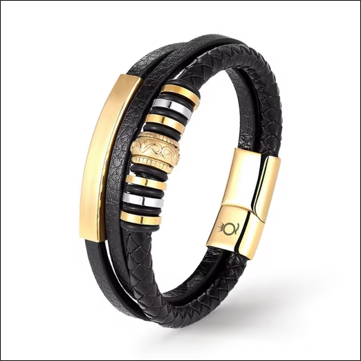 Leather bracelet men's "GRAPHICS" braided;Bracelet cuir homme" GRAPHICS " tressé