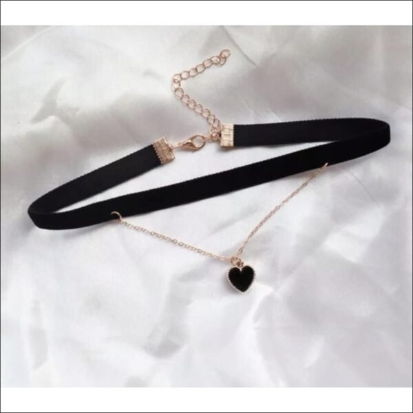 MD black choker necklace | heart;Collar gargantilla MD negro / corazón