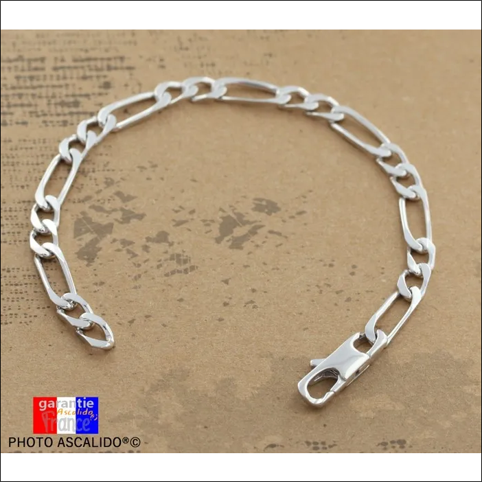 Men's curb chain in solid 925 rhodium-plated silver 21cm x 6mm alternating figaro link 1+2;Cadena bordillo para hombre en plata maciza 925 chapada en rodio 21 cm x 6 mm eslabón figaro alterno 1+2 1 Men's curb chain in solid 925 rhodium-plated silver 21cm x 6mm alternating figaro link 1+2;Cadena bordillo para hombre en plata maciza 925 chapada en rodio 21 cm x 6 mm eslabón figaro alterno 1+2