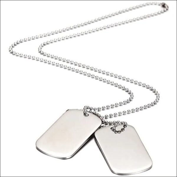 Men's Double Plate Pendant Necklace - Army Military Style - Stainless Steel - Costume Jewelry;Collar con Colgante de Doble Placa para Hombre - Estilo Militar del Ejército - Acero Inoxidable-Bisutería