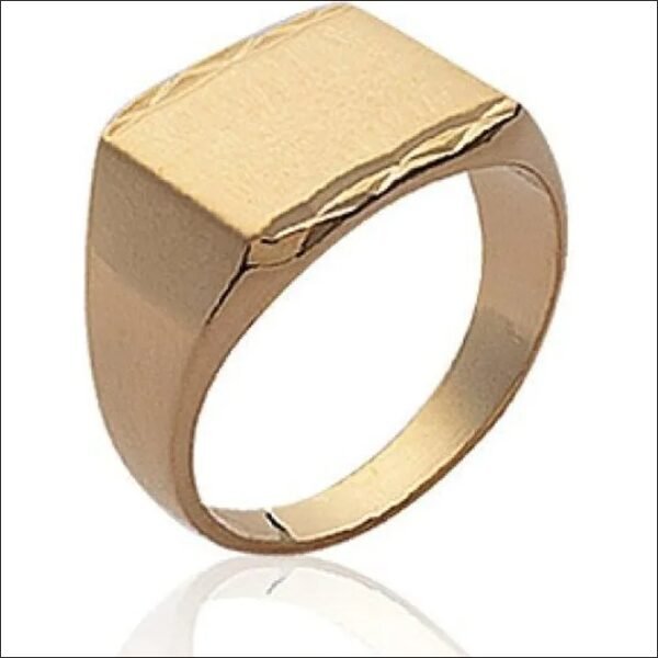 Men's signet ring - 750 3 micron gold plated - rectangular saddle - to engrave - CENTMILLE;Anillo de sello para hombre - chapado en oro de 750 3 micras-montura rectangular - para grabar-CENT MILLE