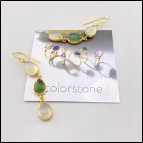 Moonstone Earrings With Chalcedony And Prehnite;Pendientes De Piedra Lunar Con Calcedonia Y Prehnita