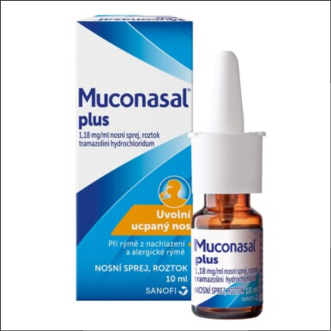 Contains tramazoline hydrochloride for effective nasal decongestion-MUCONASAL PLUS NAS 1.18MG/ML NAS SPR SOL 1X10ML