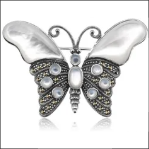 Silver brooch RDM2850 - Marcasites;Broche de plata RDM2850-Marcasitas