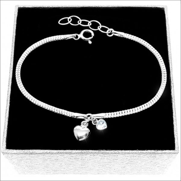 silver celebrity bracelet with hearts
