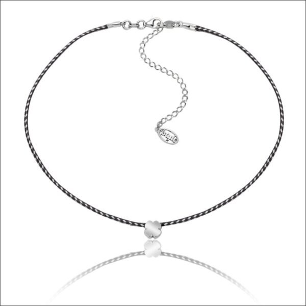 Silver Clover Choker;Gargantilla de Trébol Plateado