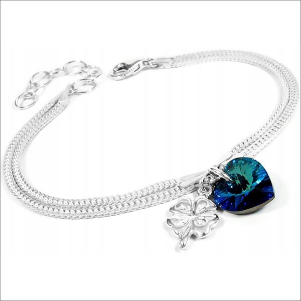 silver clover heart bracelet swarovski silver 925 b691
